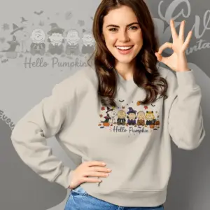 snoopy friends halloween hello pumpkin sweatshirt