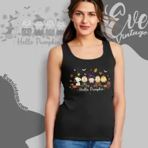 snoopy friends halloween hello pumpkin tank top racerback