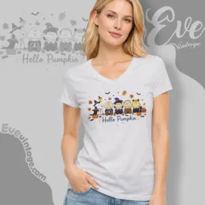 snoopy friends halloween hello pumpkin v neck tshirt