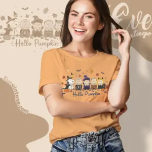 snoopy friends halloween hello pumpkin women t shirt