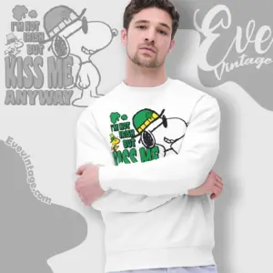 snoopy im not irish but kiss me anyway shirt sweatshirt