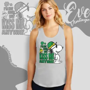 snoopy im not irish but kiss me anyway shirt tank top racerback