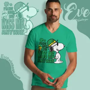 snoopy im not irish but kiss me anyway shirt v neck tshirt