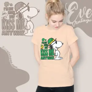snoopy im not irish but kiss me anyway shirt women t shirt