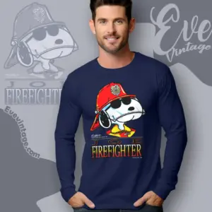 snoopy joe firefighter vintage long sleeve tee