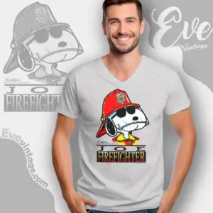 snoopy joe firefighter vintage v neck tshirt