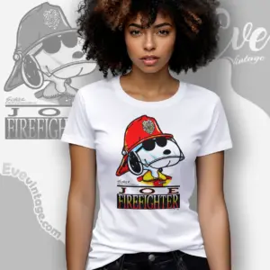 snoopy joe firefighter vintage women t shirt