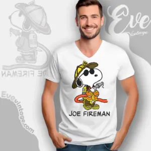 snoopy joe fireman v neck tshirt