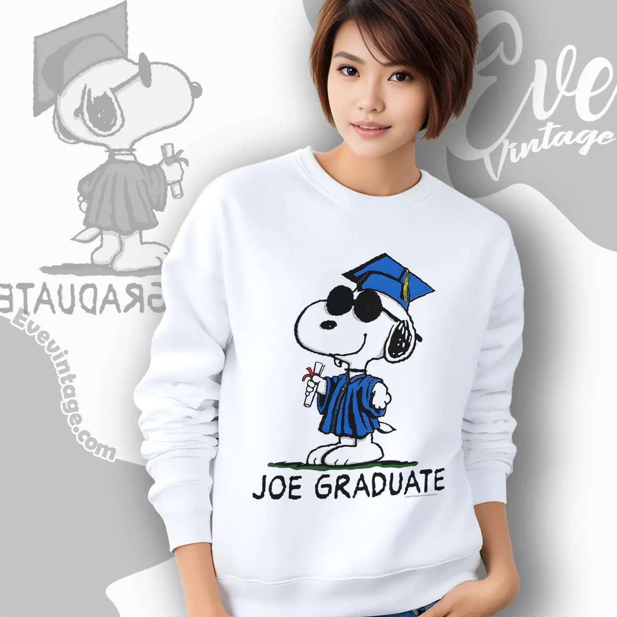 snoopy joe graduate vintage sweatshirt snoopy joe graduate vintage sweatshirt