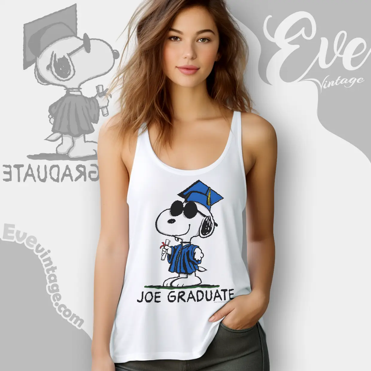snoopy joe graduate vintage tank top racerback snoopy joe graduate vintage tank top racerback