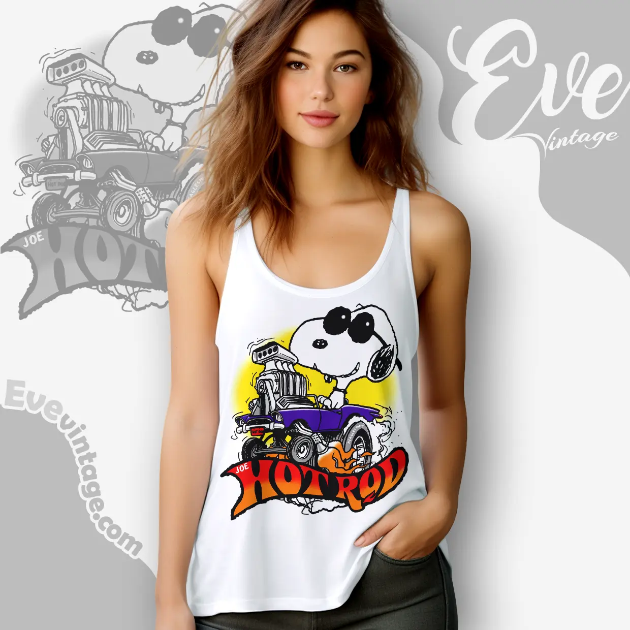 snoopy joe hot rod vintage tank top racerback snoopy joe hot rod vintage tank top racerback