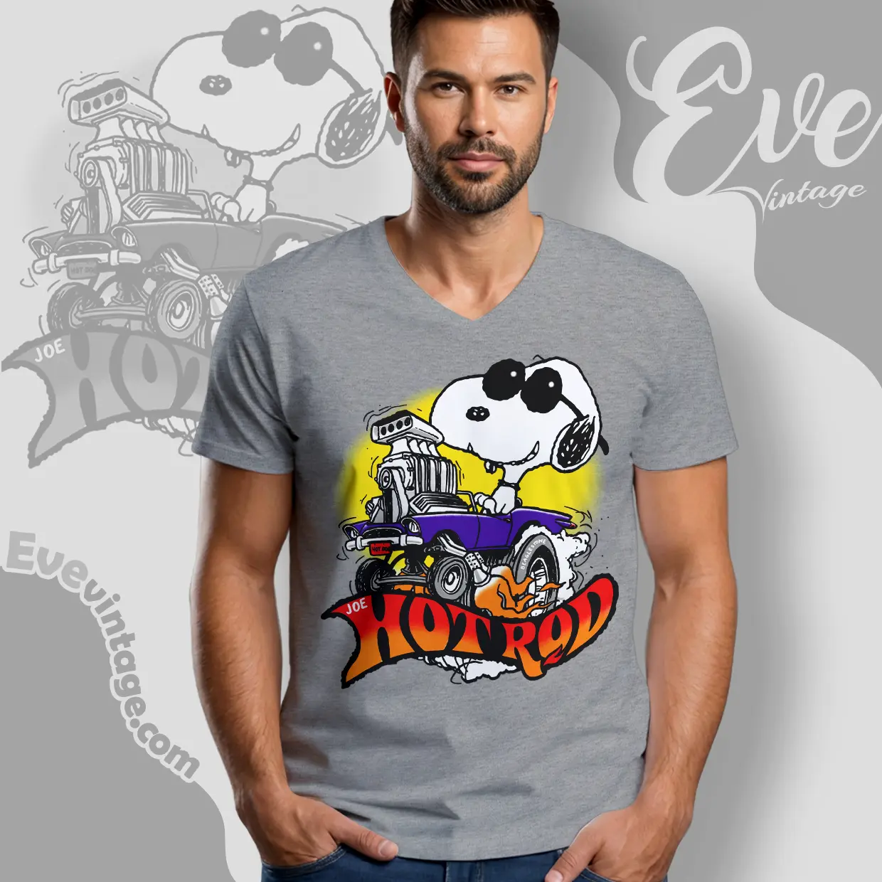 snoopy joe hot rod vintage v neck tshirt snoopy joe hot rod vintage v neck tshirt
