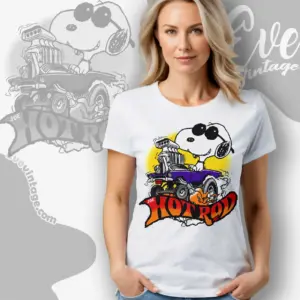 snoopy joe hot rod vintage women t shirt