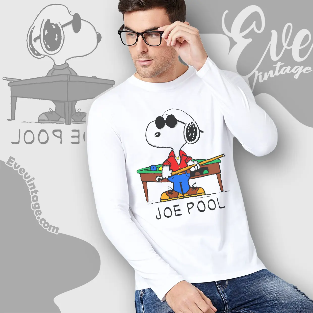 snoopy joe pool vintage long sleeve tee snoopy joe pool vintage long sleeve tee
