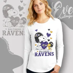 snoopy love baltimore ravens long sleeve tee