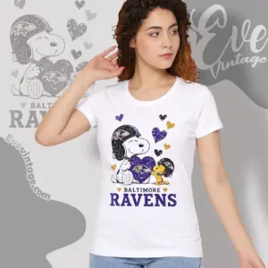 snoopy love baltimore ravens women t shirt