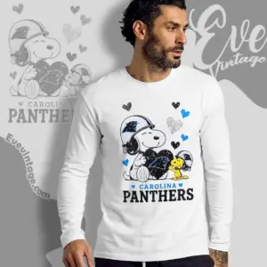snoopy love carolina panthers long sleeve tee