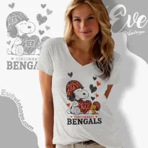 snoopy love cincinnati bengals v neck tshirt