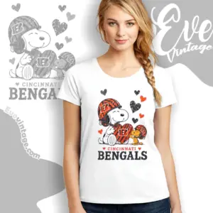 snoopy love cincinnati bengals women t shirt