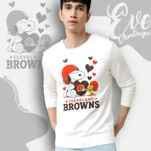 snoopy love cleveland browns long sleeve tee