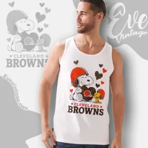 snoopy love cleveland browns tank top racerback