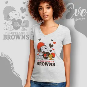snoopy love cleveland browns v neck tshirt