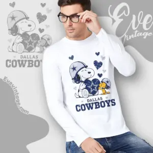 snoopy love dallas cowboys long sleeve tee