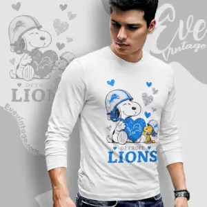 snoopy love detroit lions long sleeve tee