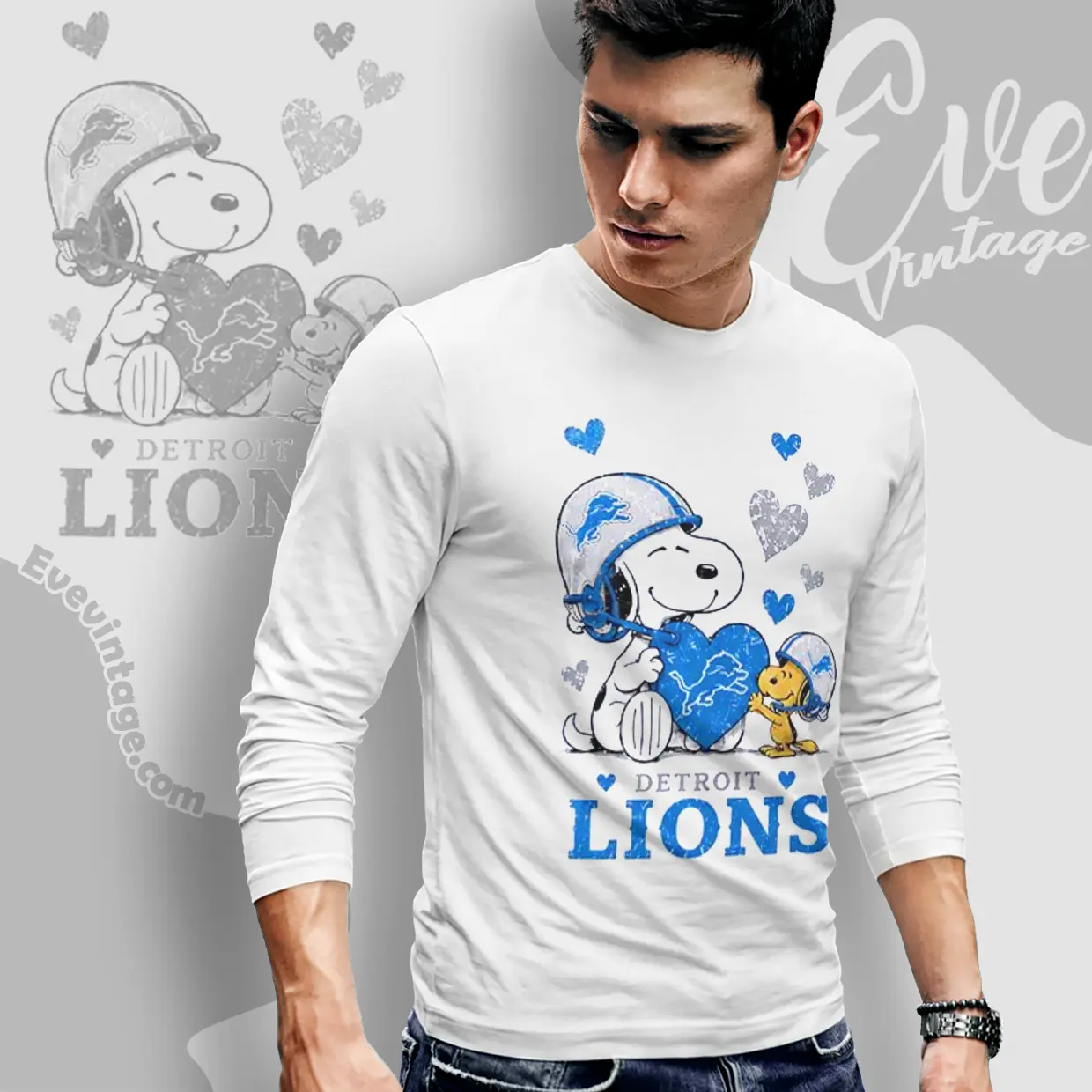 snoopy love detroit lions long sleeve tee snoopy love detroit lions long sleeve tee