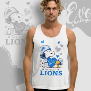 snoopy love detroit lions tank top racerback