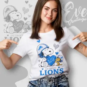 snoopy love detroit lions women t shirt