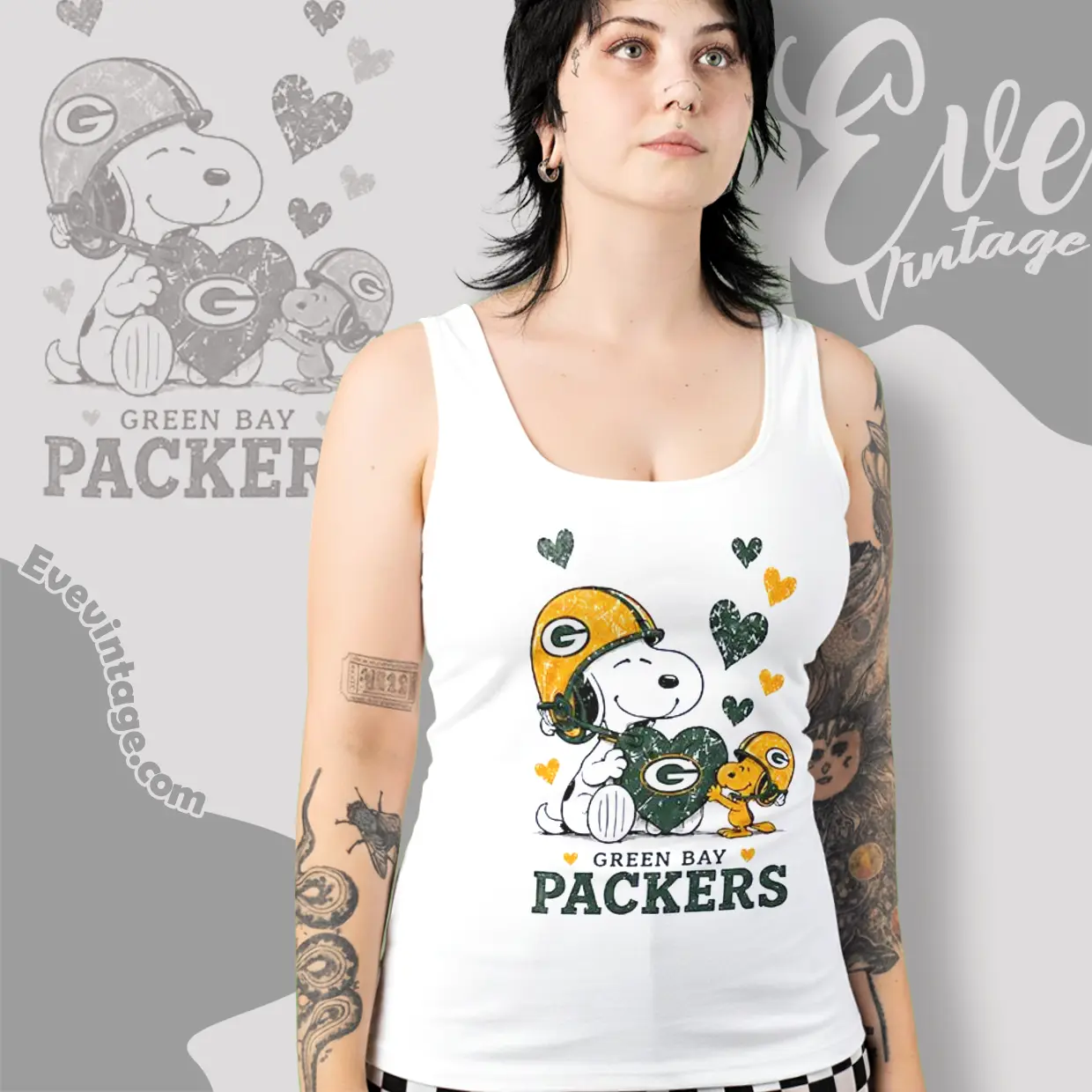 snoopy love green bay packers tank top racerback snoopy love green bay packers tank top racerback
