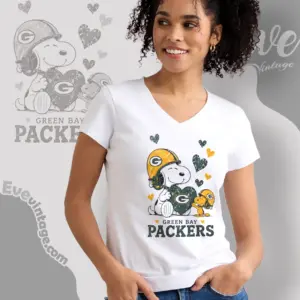 snoopy love green bay packers v neck tshirt