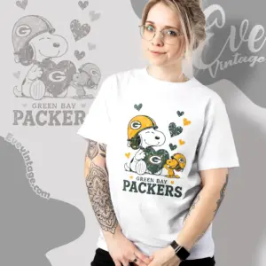 snoopy love green bay packers women t shirt