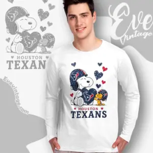snoopy love houston texans long sleeve tee