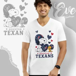 snoopy love houston texans v neck tshirt
