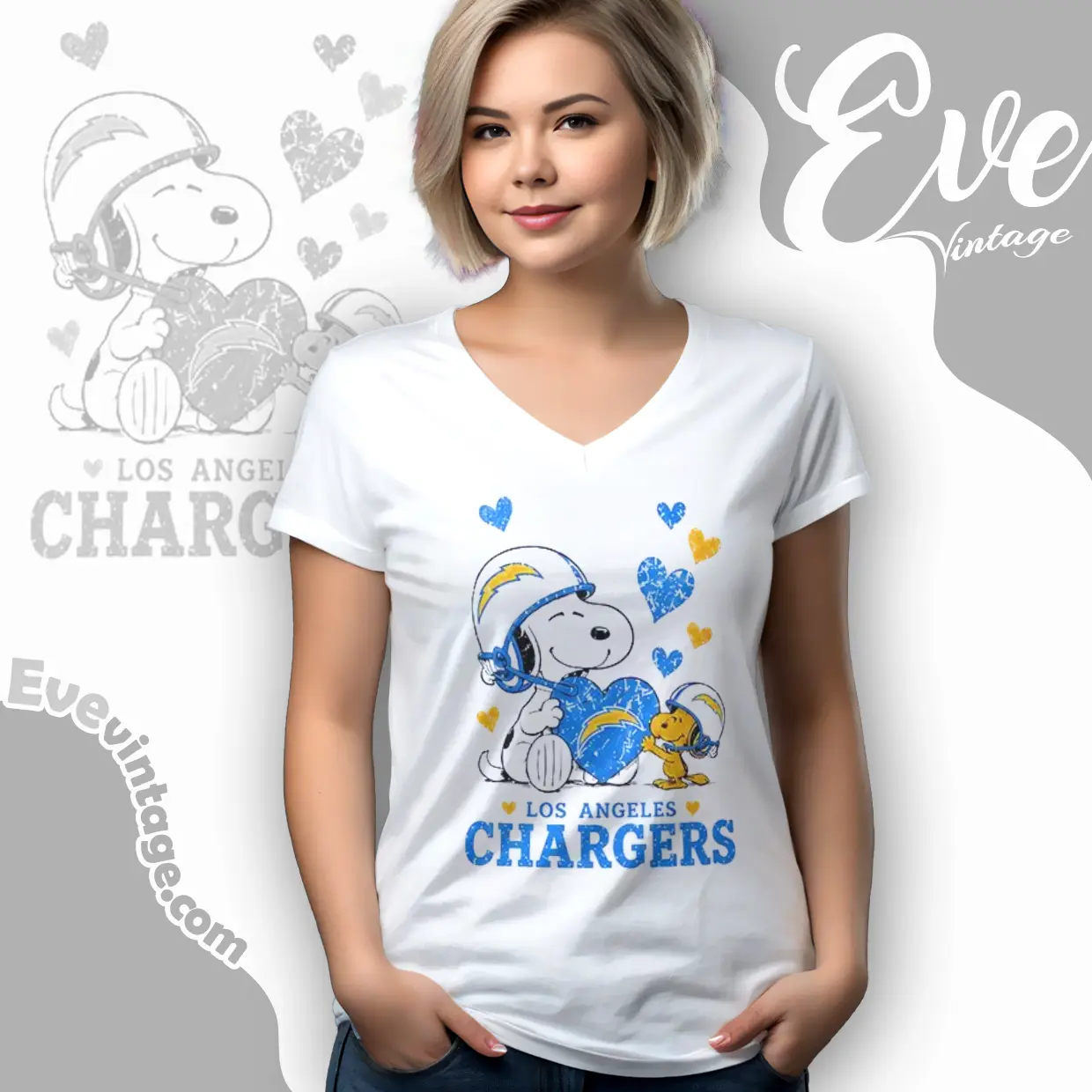 snoopy love los angeles chargers v neck tshirt snoopy love los angeles chargers v neck tshirt