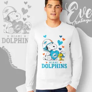 snoopy love miami dolphins long sleeve tee