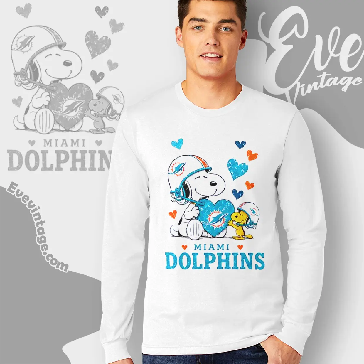 snoopy love miami dolphins long sleeve tee snoopy love miami dolphins long sleeve tee
