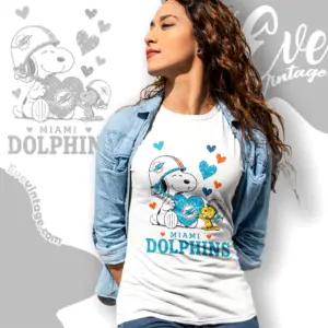snoopy love miami dolphins women t shirt