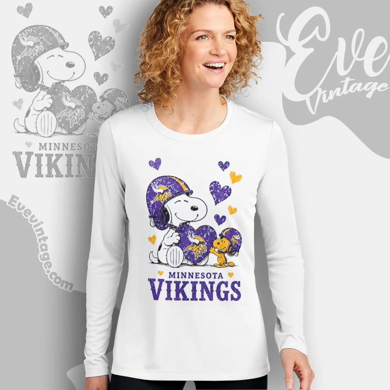 snoopy love minnesota vikings long sleeve tee snoopy love minnesota vikings long sleeve tee