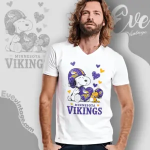 snoopy love minnesota vikings v neck tshirt