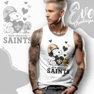 snoopy love new orleans saints tank top racerback