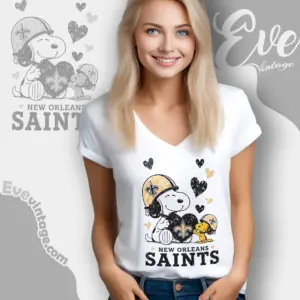 snoopy love new orleans saints v neck tshirt