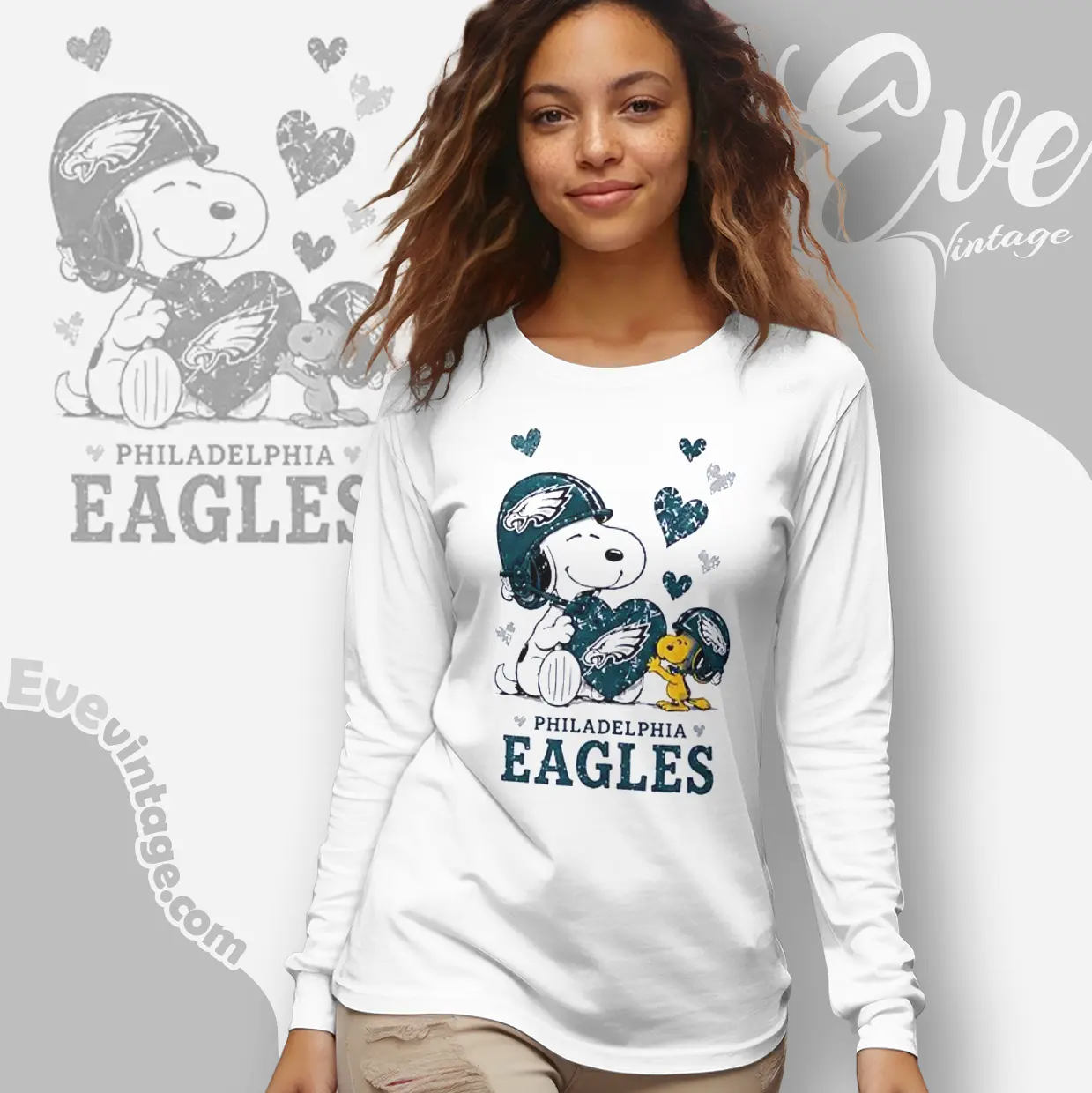 snoopy love philadelphia eagles long sleeve tee snoopy love philadelphia eagles long sleeve tee
