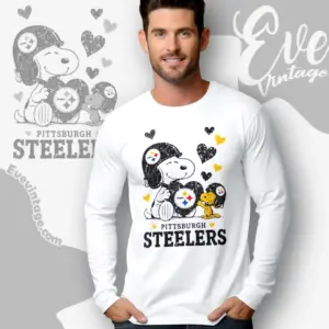 snoopy love pittsburgh steelers long sleeve tee