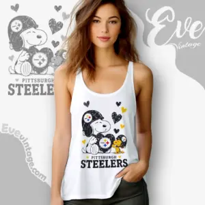 snoopy love pittsburgh steelers tank top racerback