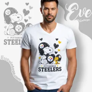 snoopy love pittsburgh steelers v neck tshirt