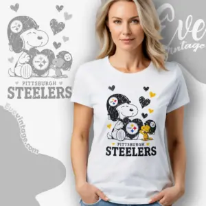 snoopy love pittsburgh steelers women t shirt