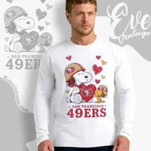 snoopy love san francisco 49ers long sleeve tee